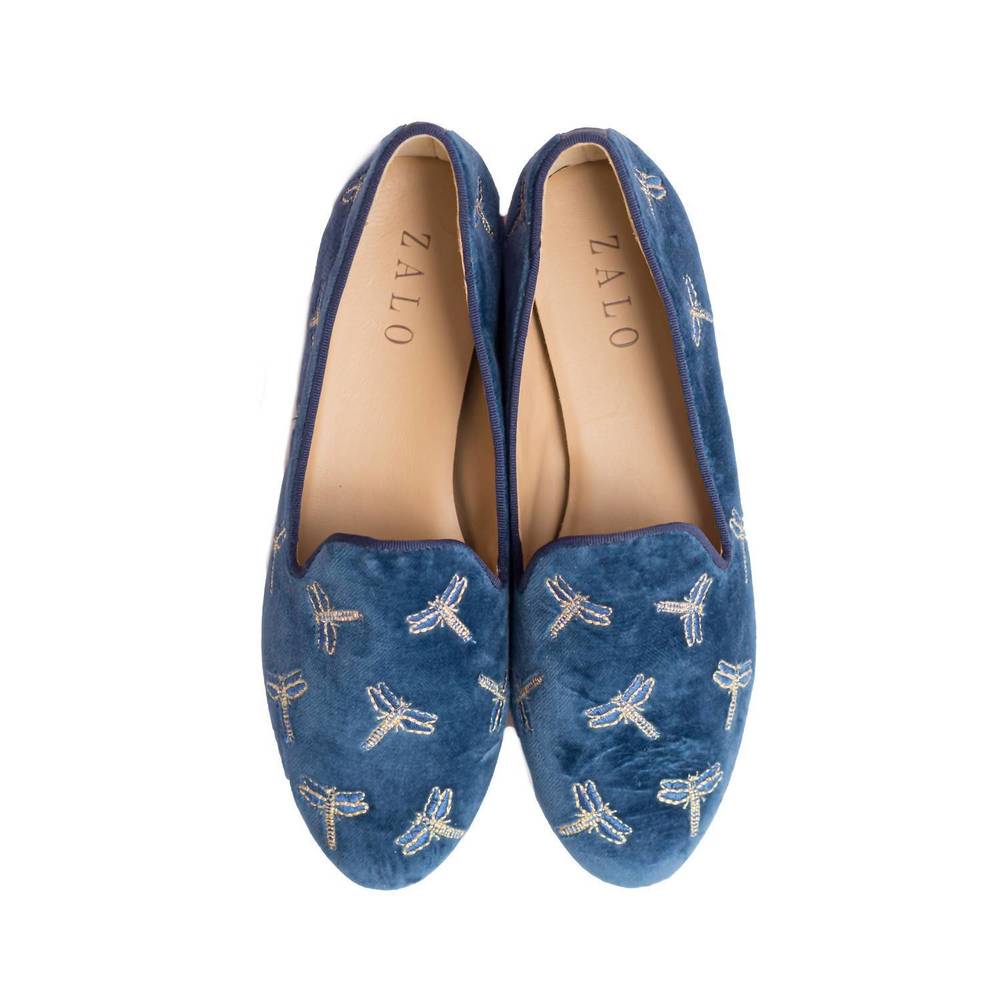 NEW HOUSE OF ZALO dragonfly slipper in blue smoke